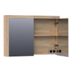 Saniclass natural wood Spiegelkast - 100x70x15cm - 2 links/rechtsdraaiende spiegeldeuren - hout - grey oak SW2936