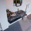 MONDIAZ ALAN - DLUX Badkamermeubelset - 120cm - planchet - Lava - vrijhangende wastafel - wasbak rechts - 1 kraangat - Lava SW809197