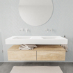 MONDIAZ ALAN 150cm - sous-meuble - chêne lavé - 2 tiroirs - lavabo suspendu - 2 vasques - 0 trous de robinet - talc SW408483