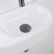 QeramiQ Fuente Ensemble de Lavabo - 40x21.5x12cm - strié - demi-rond - céramique - ensemble de robinet gunmetal - bouchon de vidange - siphon abaissé - blanc brillant SW1233118