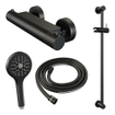 BRAUER Stripe Opbouw Douche Thermostaatkraan - SET 02 - glijstang - 3-standen handdouche - doucheslang - mat zwart SW1435111