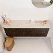 Mondiaz JOYA-DLUX 111.6cm toiletmeubel - ronding links kleur Walnut - Wastafel FAYE positie Rechts 1 kraangat kleur Frappe. SW1422312