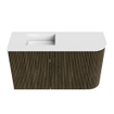 Mondiaz JOYA 71.6cm toiletmeubel - ronding rechts kleur Shadow - Wastafel FAYE positie Links Zonder kraangat kleur Talc. SW1421438