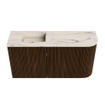 Mondiaz JOYA-DLUX 81.6cm toiletmeubel - ronding rechts kleur Walnut - Wastafel FAYE positie Links 1 kraangat kleur Nata. SW1424509