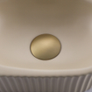 QeramiQ Fuente Ensemble lave-mains - 40x21.5x12cm - gauche - nervuré - demi-rond - 1 trou de robinet - céramique - robinet de lave-mains laiton brossé - bonde - siphon abaissé - beige SW1233028