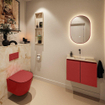 MONDIAZ TURE-DLUX Meuble toilette - 60cm - Fire - EDEN - vasque Frappe - position centrale - sans trou de robinet SW1102777