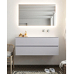 Mondiaz VICAB meuble de salle de bain - 120cm - meuble sous-vasque cale - 2 tiroirs - lavabo cloud droite - sans trou de robinet - miroir LED - version XL 60cm haut SW1097805