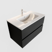 Mondiaz VICA Meuble Urban avec 2 tiroirs 80x50x45cm vasque lavabo Denia centre 1 trou de robinet SW410188