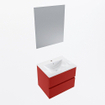 Mondiaz VICA ensemble de meuble de salle de bain - 60cm - meuble sous-vasque fire - 2 tiroirs - lavabo denia milieu - 1 trou de robinet - couleur Blanc Brillant - miroir LED - version XL 60cm haut SW1091914