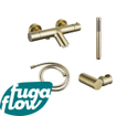 FugaFlow Eccelente Sobrado Robinet de baignoire thermostatique avec douchette stick, support et flexible lisse Laiton brossé PVD SW1124163