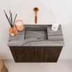 Mondiaz JOYA-DLUX 50cm toiletmeubel - kleur Walnut - Wastafel FAYE positie Midden Zonder kraangat kleur Sombra. SW1424703