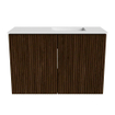Mondiaz JOYA 60cm toiletmeubel - kleur Walnut - Wastafel FAYE positie Rechts 1 kraangat kleur Talc. SW1421298