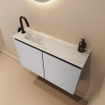 MONDIAZ TURE-DLUX Meuble toilette - 80cm - Plata - EDEN - vasque Opalo - position gauche - 1 trou de robinet SW1104523