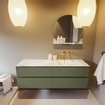 Mondiaz VICA-DLUX ensemble de meuble de salle de bain - 150cm - meuble sous-vasque armée - 4 tiroirs - lavabo encastré cloud droite - sans trous de robinet - version haute de 60cm - glace SW1088138