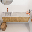 Mondiaz JOYA-DLUX 111.6cm toiletmeubel - ronding rechts kleur Oak - Wastafel FAYE positie Links Zonder kraangat kleur Glace. SW1422038