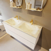 MONDIAZ VICA-DLUX Ensemble meuble de salle de bains - 120cm - meuble bas talc - 2 tiroirs - lavabo encastré cloud double - 2 trous de robinet - version hauteur 60cm - frape SW1088570