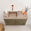 Mondiaz JOYA-DLUX 60cm meuble de toilette - couleur Dusk - Vasque FAYE position Gauche Sans trou de robinet couleur Arena SW1425727