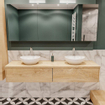 Mondiaz LUSH Meuble salle de bains avec 2 tiriors lavabo BARCO 180x30x45cm double 2 trous de robinet Washed oak SW409579