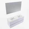 Mondiaz VICA ensemble de meuble de salle de bain - 120cm - meuble sous-vasque cale - 2 tiroirs - lavabo denia double - 2 trous de robinet - couleur Blanc Brillant - miroir LED - version XL 60cm de haut SW1091957