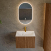 MONDIAZ KURVE-DLUX 60cm Meuble salle de bain - couleur Walnut - 1 tiroir - vasque CLOUD centre - 1 trou de robinet - couleur Frappe SW1137443