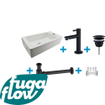 FugaFlow Eccelente Sobrado Pack Lave-mains - 1 trou de robinet - droite - robinet Noir mat - Blanc SW1124057