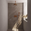 BRAUER Stripe Thermostatische Inbouw Regendouche - drukknoppen - SET 30 - 25cm douchekop - plafondarm - 3-standen handdouche - doucheslang - wandaansluitbocht - koper geborsteld PVD SW1434931