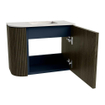 Mondiaz JOYA-DLUX Meuble de salle de bains - 51,6cm - arrondi gauche couleur Shadow - Vasque FAYE position Droite Sans trou de robinet couleur Opalo. SW1422958