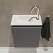 MONDIAZ TURE Fonteinset - 40x23x50cm - 1 kraangat - 1 deur - darkgrey mat - Wasbak links - Solid Surface Wit SW474920