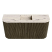Mondiaz JOYA-DLUX 83.2cm meuble de toilette - arrondi gauche et droite couleur Shadow - Vasque FAYE position Milieu 1 trou de robinet couleur Nata SW1425008