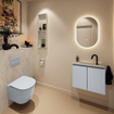 MONDIAZ TURE-DLUX Meuble toilette - 60cm - Clay - EDEN - vasque Opalo - position centrale - 1 trou de robinet SW1104237