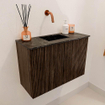 Mondiaz JOYA-DLUX 60cm toiletmeubel - kleur Walnut - Wastafel FAYE positie Midden Zonder kraangat kleur Lava. SW1422436