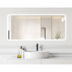Saniclass Lumen Badkamerspiegel - 160x70cm - met afgeronde hoeken - horizontale / verticale plaatsing - indirecte LED verlichting - spiegelverwarming - Infrarood-sensor aan onderzijde SW1474282
