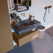 Mondiaz ALAN-DLUX Ensemble de meuble - 80cm - meuble Oro mat - 1 tiroir - Lavabo Cloud Lava suspendu - vasque Centre - 0 trous de robinet SW808772
