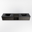 MONDIAZ BUKLA 200cm ensemble de meuble avec module ouvert 40 couleur Marron foncé avec 2 tiroirs. Lavabo CLOUD double 0 trou de robinet couleur Urban. SW1382142