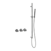 Fortifura Nebbio Ensemble combiné bain - mitigeur thermostatique - barre de glissement avec coude mural intégré - flexible de douche métallique - douchette à main sur barre - Remplissage-vidage de baignoire - inox brossé PVD (inox) SW1238027