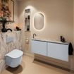 MONDIAZ TURE-DLUX Meuble toilette - 120cm - Clay - EDEN - vasque Glace - position gauche - 1 trou de robinet SW1103217