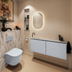 MONDIAZ TURE-DLUX Meuble WC 120 cm Clay. Lavabo EDEN Glace position gauche. Avec 1 trou de robinet. SW1103217