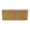 Mondiaz JOYA-DLUX Meuble de salle de bains - 101,6cm - arrondi droit couleur Chêne - Vasque FAYE position Gauche Sans trou de robinet couleur Glace SW1422011