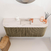 Mondiaz JOYA-DLUX Meuble de toilette 93,2cm - arrondis gauche et droite couleur Dusk - Lavabo FAYE position Milieu 1 trou de robinet couleur Nata. SW1425957
