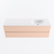 Mondiaz VICA ensemble de meuble de salle de bain - 150cm - meuble sous-vasque rosee - 2 tiroirs - lavabo moon droite - 1 trou de robinet - version haute de 60cm - talc SW1080372