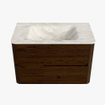 Mondiaz CIRO-DLUX Ensemble meuble de salle de bains - 80x45x50cm - Plan vasque solid surface Ostra - 1 lavabo au milieu - 1 trou de robinet - 2 tiroirs - Noyer SW1530348