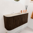 Mondiaz JOYA-DLUX Meuble de salle de bains 93.2cm - arrondis gauche et droite couleur Walnut - Vasque FAYE position Milieu 1 trou de robinet couleur Frappe SW1422332