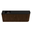 Mondiaz JOYA 111.6cm meuble de salle de bains - arrondi droit couleur Walnut - Vasque FAYE position Gauche 1 trou de robinet couleur Urban. SW1421366