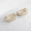 QeramiQ Blend Lave-Mains - 40x22x12 cm - Gauche - Strié - demi-lune - avec 1 trou de robinet - Céramique - Beige mat SW1209549