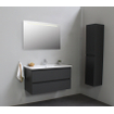 Basic Bella Meuble salle de bains avec lavabo céramique avec miroir et éclairage Blanc 100x55x46cm 1 trou de robinet Anthracite mat SW491810