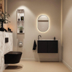 MONDIAZ TURE-DLUX Meuble toilette - 80cm - Urban - EDEN - vasque Glace - position gauche - 1 trou de robinet SW1103162