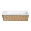 MONDIAZ KURVE 145cm Meuble salle de bain avec module 25 G - couleur Oak - 1 tiroir - 1 porte - vasque BIG LARGE droite - 1 trou de robinet - Talc SW1138185