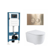 QeramiQ Dely Swirl Toiletset - inbouwreservoir Qeramiq Flush - 35mm zitting - metaal messing geborstelde bedieningsplaat - ronde knoppen - glans wit SW1578451