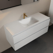 Mondiaz AIVY Ensemble de meuble - 120x45x50cm - 1 trou de robinet - 1 vasque Talc Solid surface - Centre - 2 tiroirs - avec miroir - MDF Talc SW892234