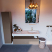 MONDIAZ ALAN - DLUX Ensemble de meuble de salle de bains - 130cm - meuble bas - Smoke - 2 tiroirs - lavabo suspendu - vasque à droite - 1 trou de robinet - Opalo SW806571